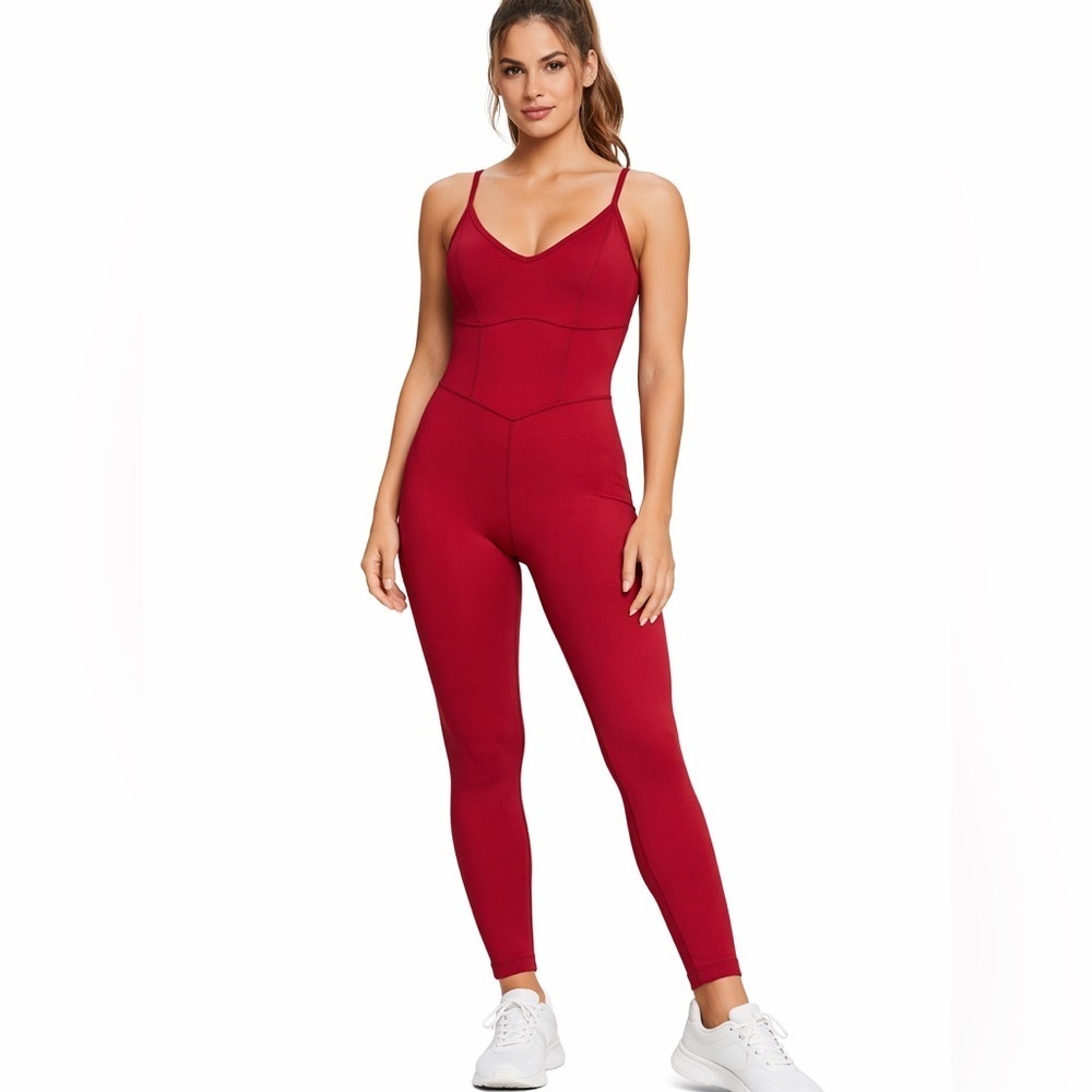 JoyLab Burgundy Activewear Jumpsuit Romper Built-In Support NWT